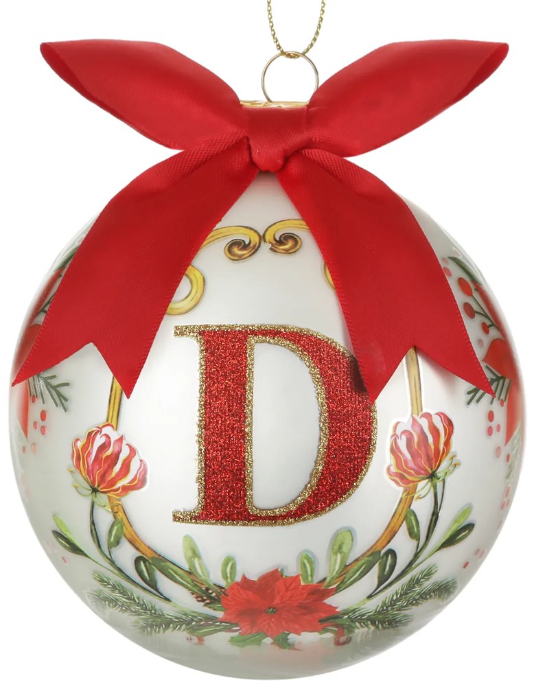 Pallina Natale lettera D 10 cm Royal Garden