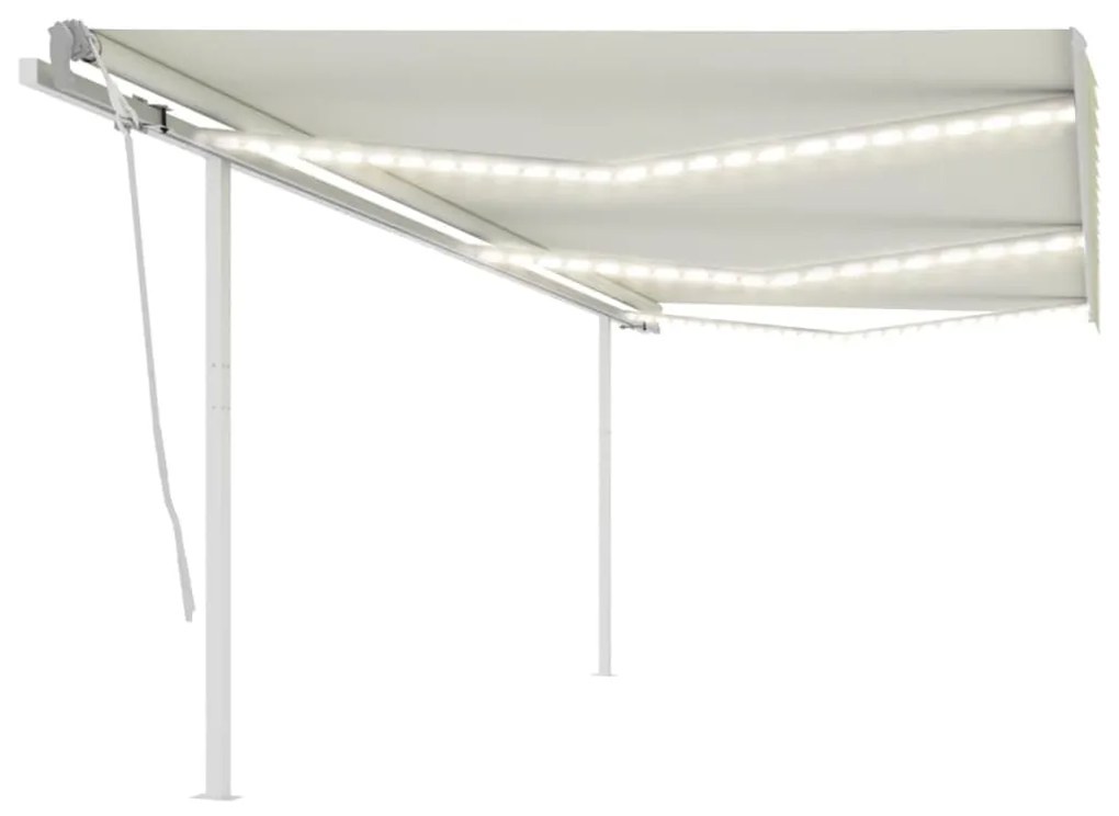 Tenda Da Sole Retrattile Manuale Con Led 6x3,5 M Crema /