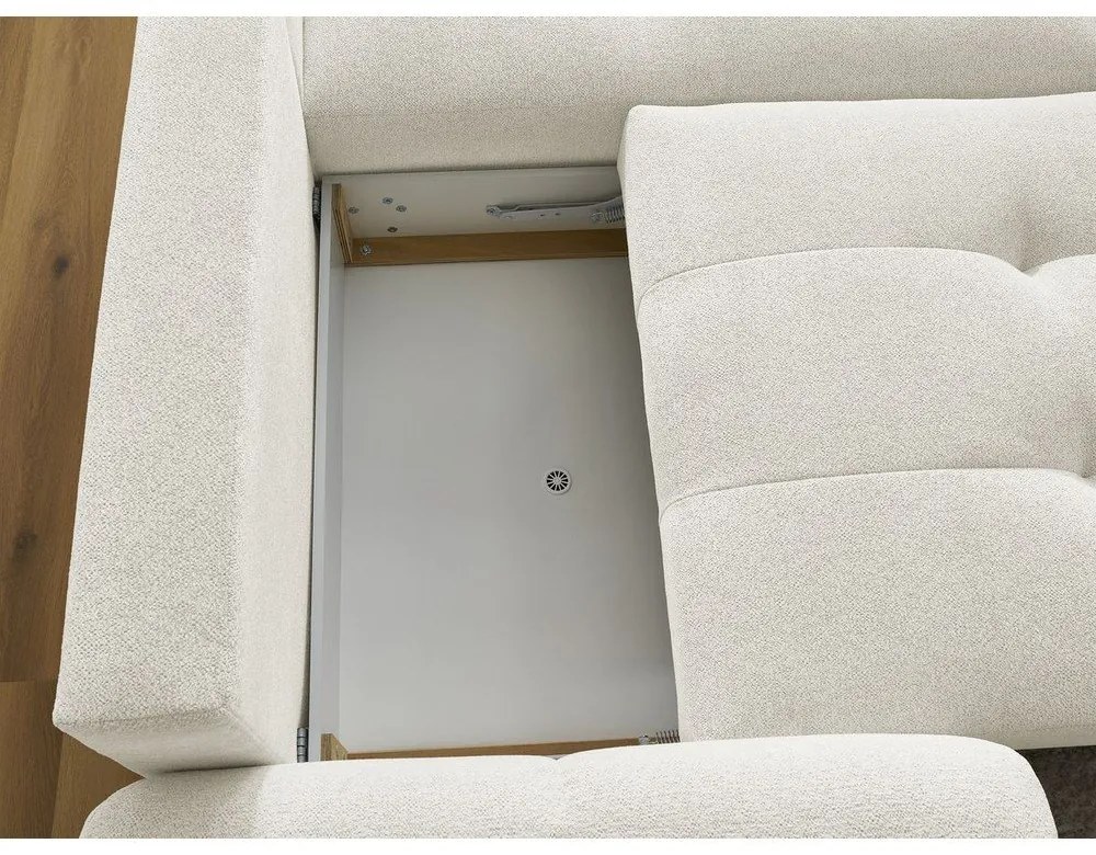 Divano angolare bianco allungabile/con contenitore (con penisola a destra/con chaise lounge) con rivestimento in ciniglia Roxelane – Bobochic Paris