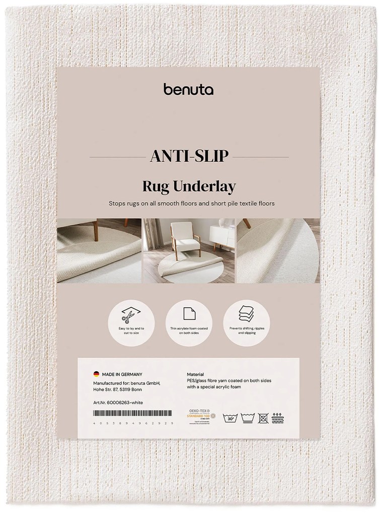 benuta Sottotappeto rotondo Prima Bianco ø 100 cm rotondo - Tappeto design moderno soggiorno