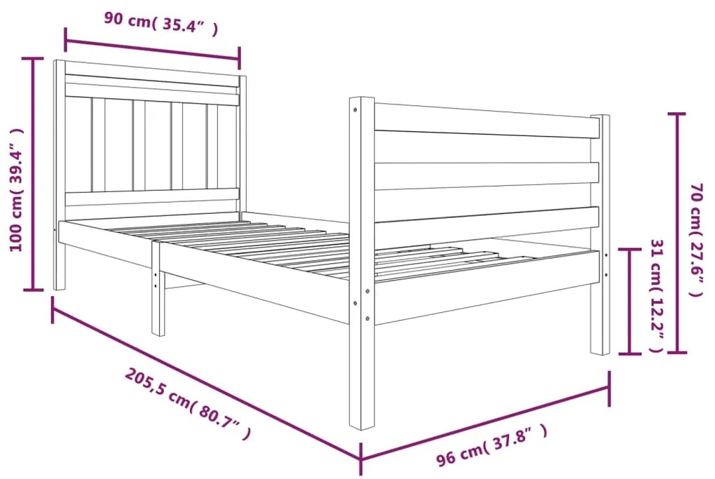 Giroletto in Legno Massello 90x200 cm