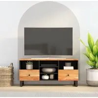 Mobile TV 100x33x46cm Legno Massello Acacia e Legno Multistratocod mxl 127502