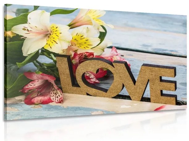 Stampa su tela – Con scritta in legno Love