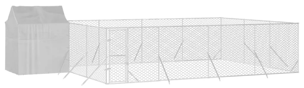 Cuccia cani da esterno tetto argento 10x6x2,5 m acciaio zincato
