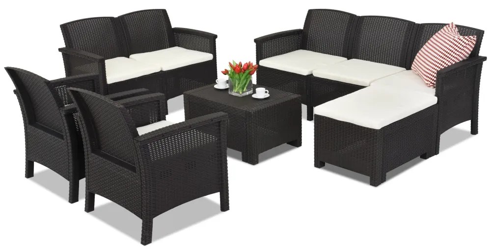 Set divani in Technorattan Venezia Relax Angolo 8 Bica marrone