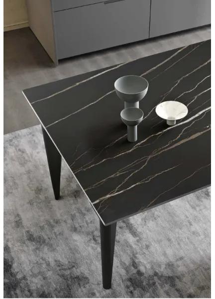 Tavolo allungabile 200 cm ULISSE con top grčs porcellanato effetto Marmo Nero