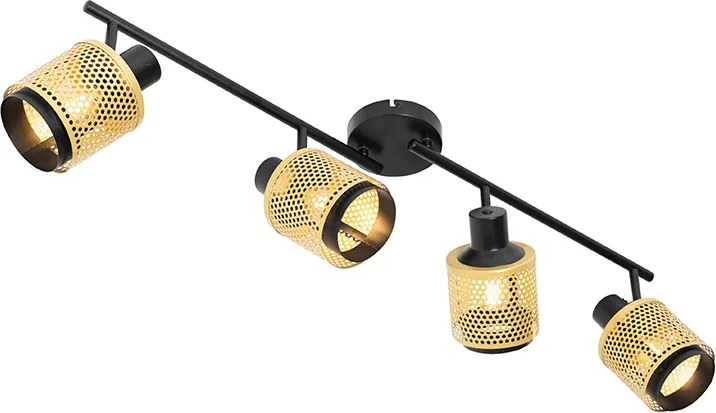 Faretto industriale nero con oro 4 luci - Kayden