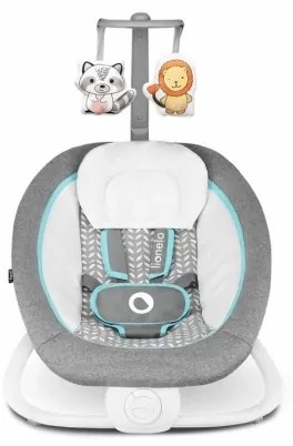 Lionelo - Dondolo vibrante per bambini con melodia PASCAL 2xAA grigio/turchese