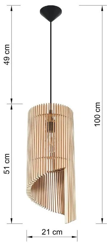 Lampadario nero/di colore naturale con paralume in legno ø 21 cm Limpezia – Sollux