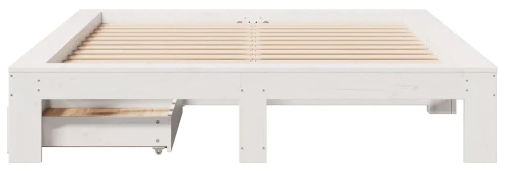 Letto senza materasso bianco 160x200 cm legno massello di pino