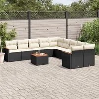 Set Divani da Giardino 11 pz con Cuscini in Polyrattan Nero 3226357