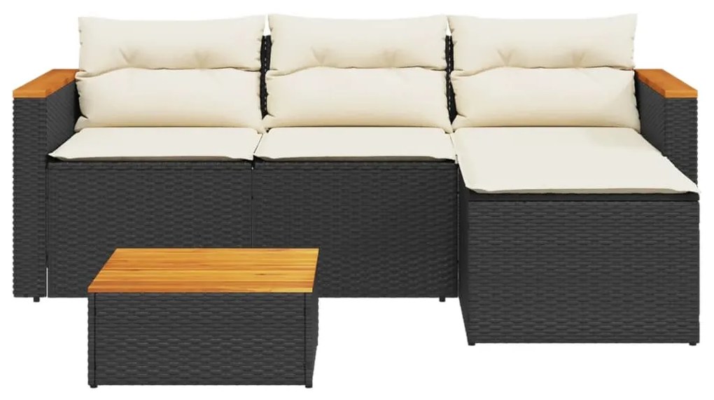 Set divani da giardino 3 pz con cuscini in polyrattan nero