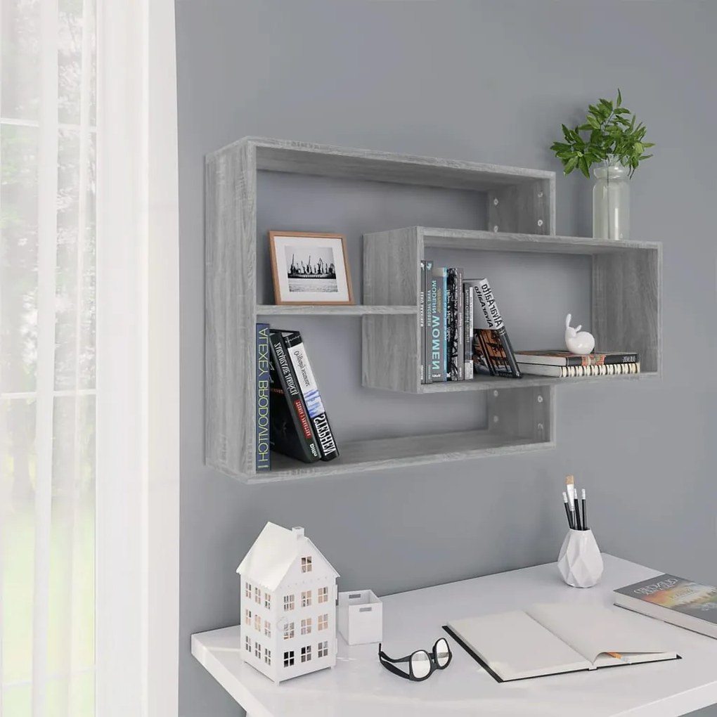 Mensola A Muro Grigio Sonoma 104x20x58,5 Cm Legno Multistrato /