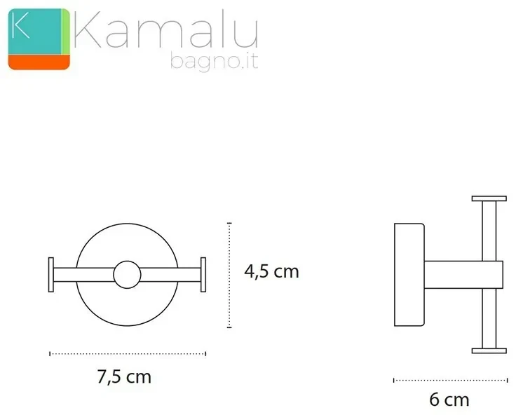 Kamalu - appendiabiti bagno con doppio gancio in acciaio kaman monde-m30