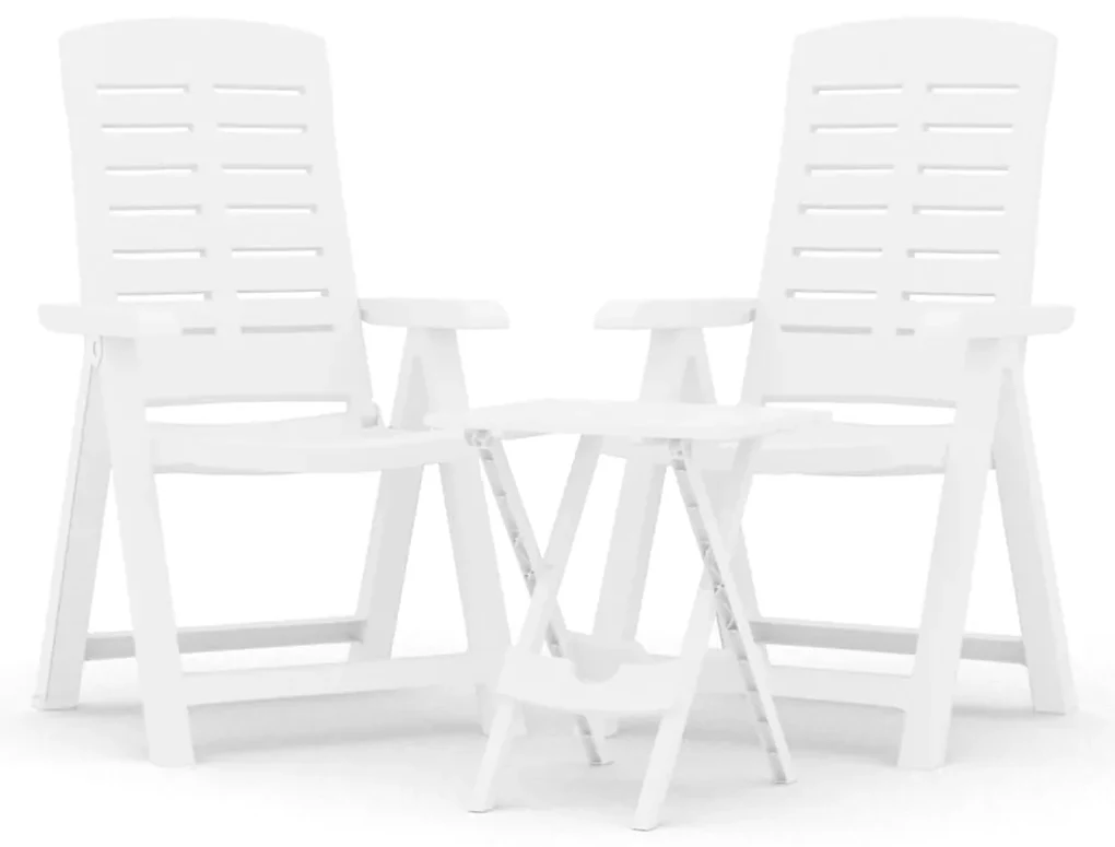Set da pranzo da giardino 3 pz bianco in polipropilene