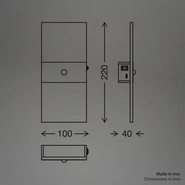 Briloner 3888015 - Lampada da parete ricaricabile LED con sensore AURA LED/2,5W/5V 1800 mAh nera