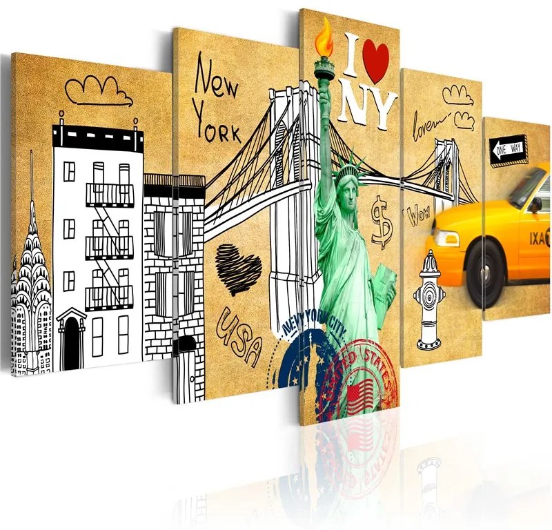 Quadro  Per amore di New York  Colore Beige, Dimensioni e Misure 100x50