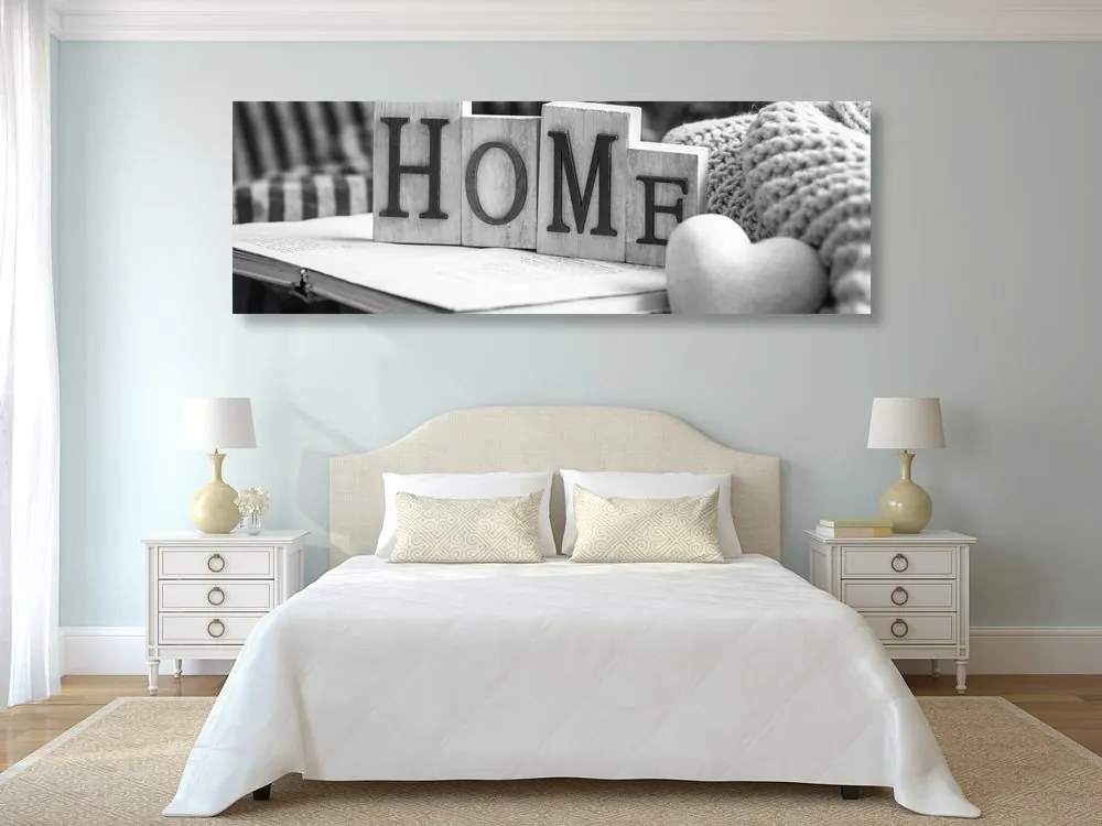 Quadro su tela – Con scritta Home e natura morta in bianco e nero