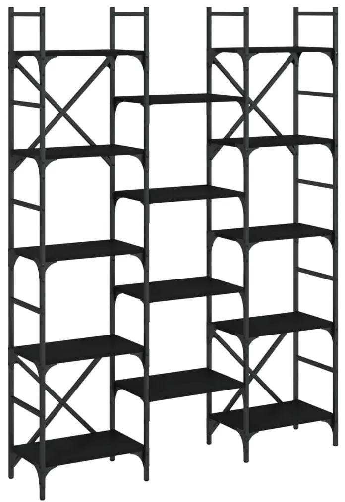 Libreria nera 127,5x28,5x172,5 cm in legno multistrato