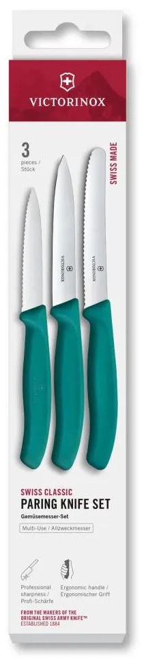Victorinox - Set di coltelli per verdure SWISS CLASSIC, 3 pezzi, turchese