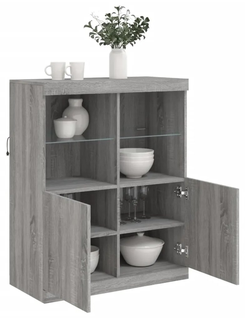 Credenza con luci led grigio sonoma 81x37x100 cm