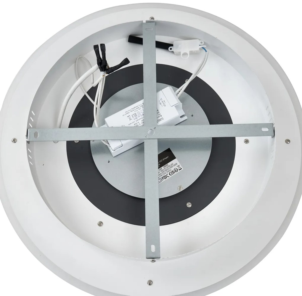 Plafoniera di design bianca con cerchi grigio scuro con LED dimmerabile - Taylor