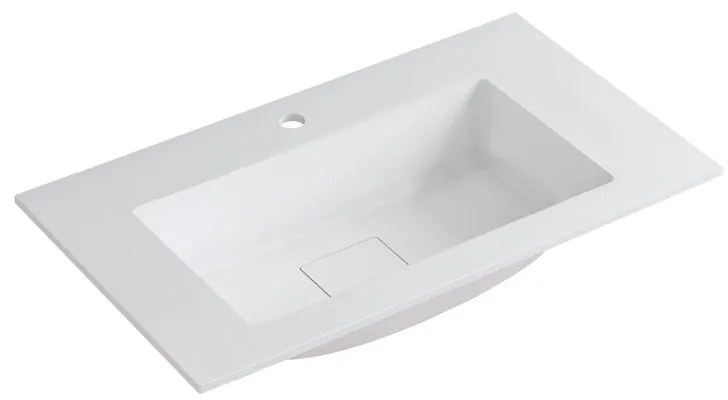 Lavabo a incasso rettangolare vasca centrale L 90.5 x H 15 x P 46 cm in resina bianco lucido