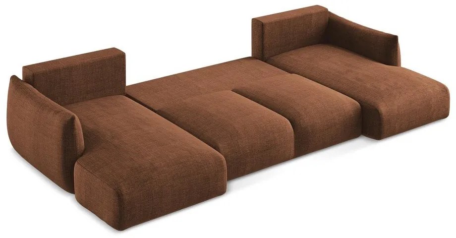 Divano angolare color terracotta allungabile (a U) Leila – Makamii