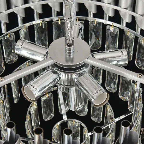 Brilagi - Lampadario a catena ECLIPSE 7xE14/10W/230V Ø 48 cm argento