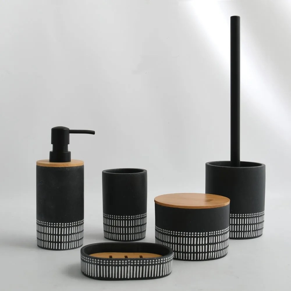 Organizer da bagno nero in poliresina per dischetti di cotone Yuma – Spirella