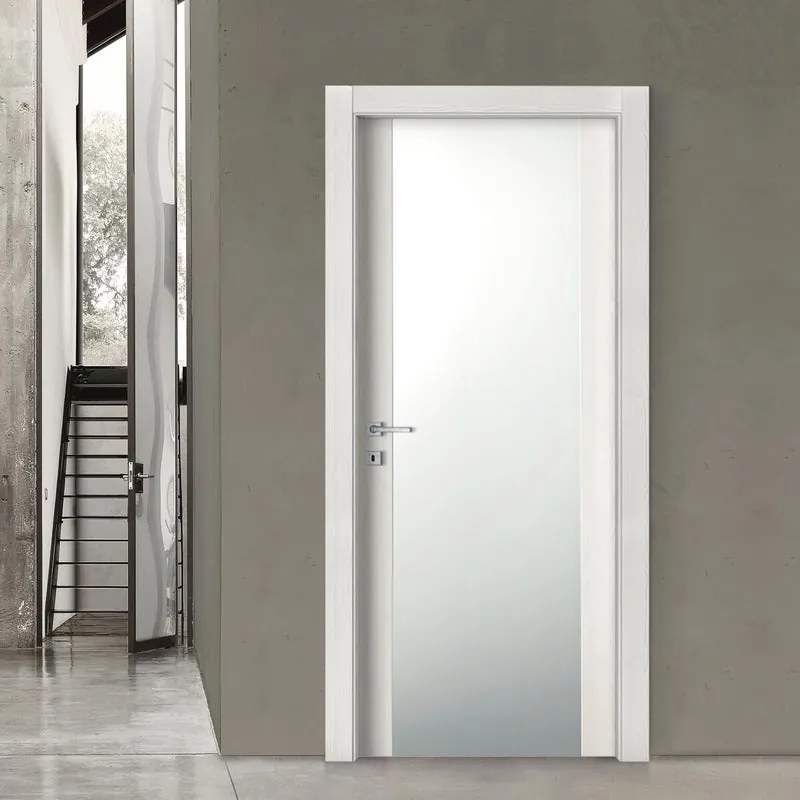 Porta interna a battente Malmo in vetro colore acero, L 80 x H 210 cm, apertura reversibile