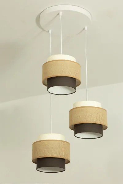 Brilagi - Lampadario sospeso con cavo RESNA 3xE27/60W/230V Ø 45 cm beige/nero