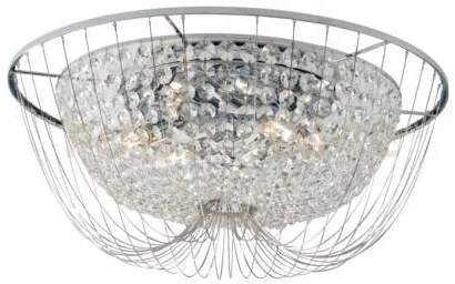 Plafoniera vienna cromo 6 luci attacco e14 60x24cm in cristallo k9