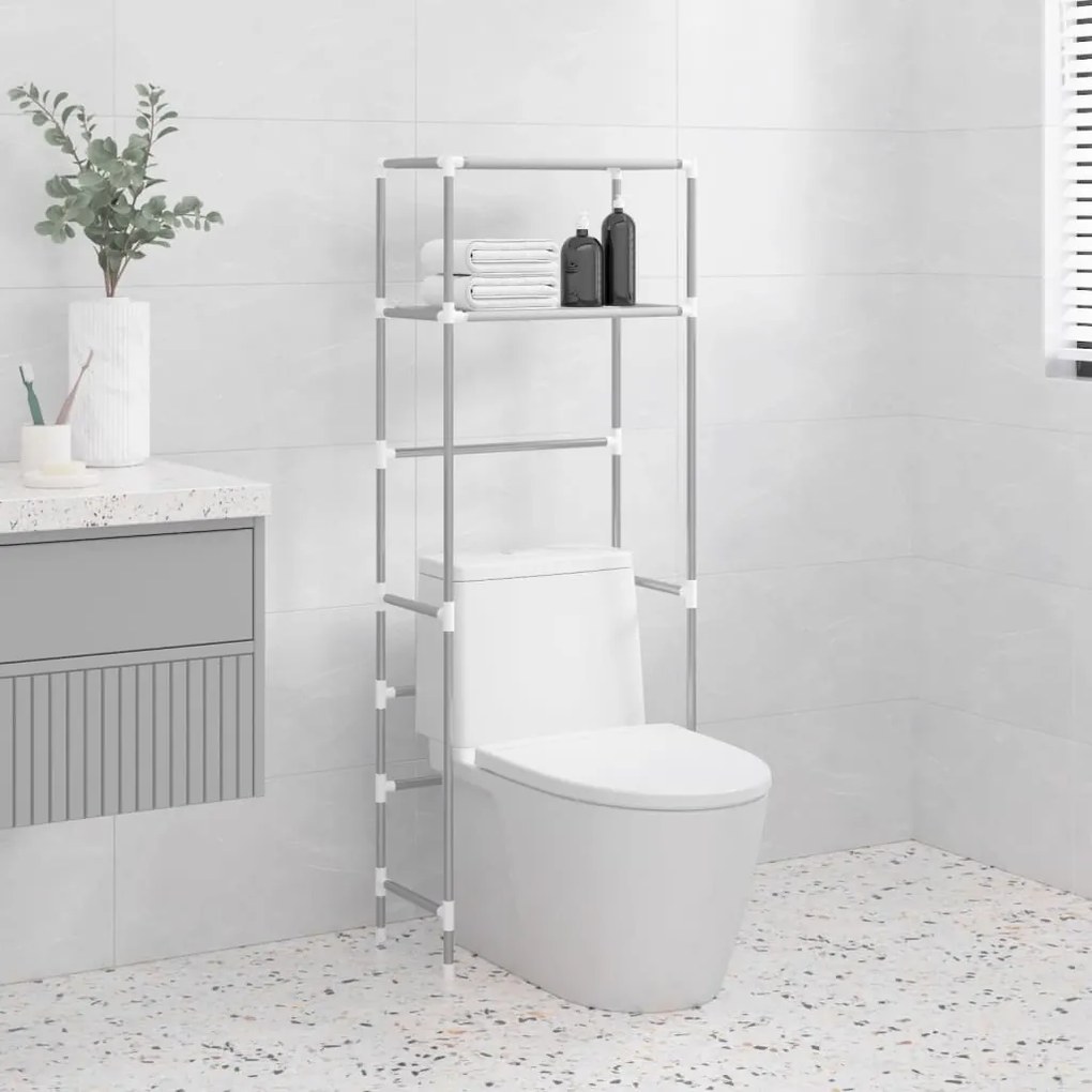 Rastrelliera Per Bagno A 2 Livelli Grigia 53,5x28x143 Cm Ferro /