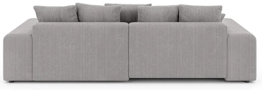 Divano angolare grigio chiaro allungabile/con contenitore (con composizione variabile) con rivestimento in velluto a coste Luma – Ropez