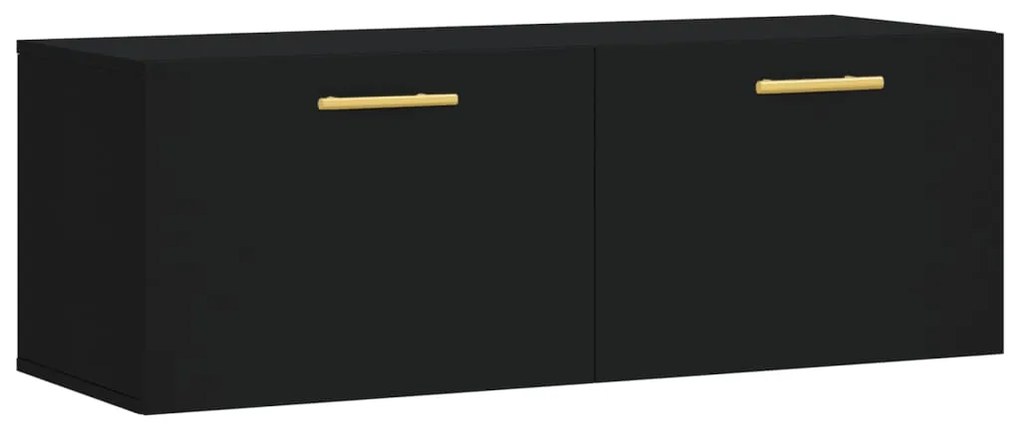 Mobile a parete nero 100x36,5x35 cm in legno multistrato