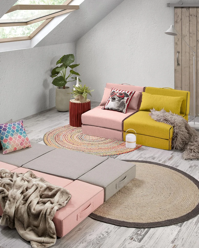 PH Patchhome - Pouf a forma di cubo con chiusura lampo, 55 x 55 x 55 cm