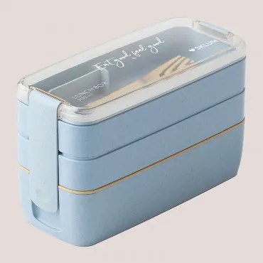 Portapranzo con divisore e posate 900 ml Suaret Blu Oceanico - Sklum