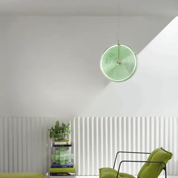 Lampada a sospensione LED JOKEY in metallo e vetro decorato VERDE 45 cm