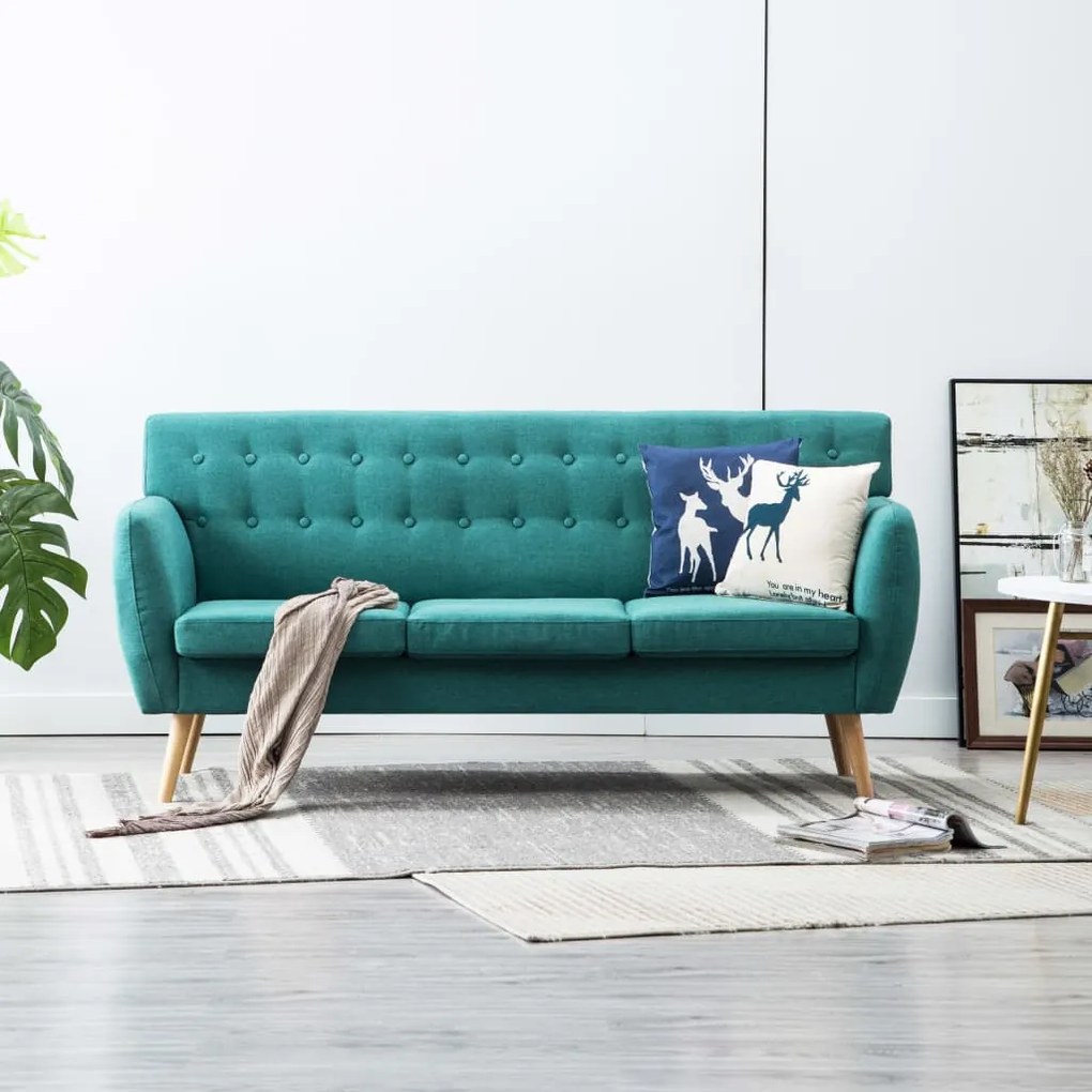 Divano A 3 Posti Rivestito İn Tessuto 172x70x82 Cm Verde /