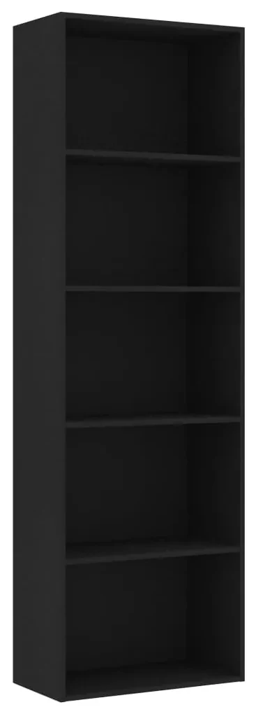 Libreria a 5 ripiani nera 60x30x189 cm in legno multistrato