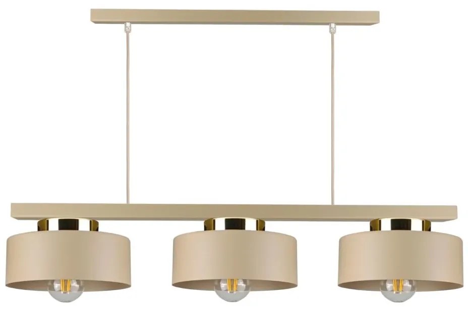 Lampadario a cavo IGNIA 3xE27/60W/230V beige/oro