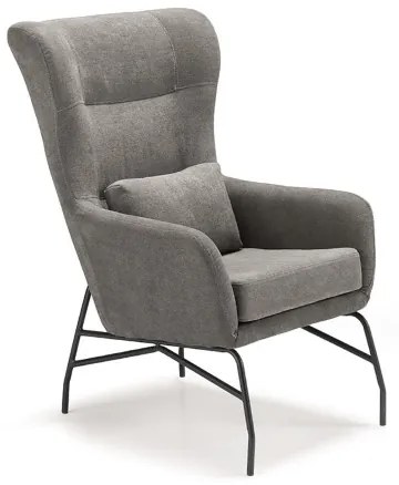 Poltrona in tessuto con gambe in metallo FRY GRIGIO CHIARO