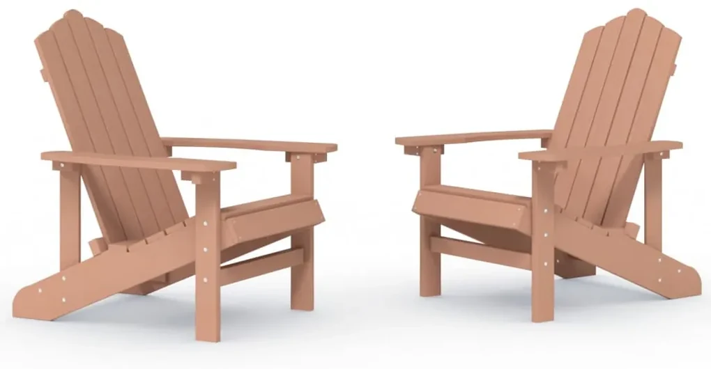 Sedie da giardino adirondack 2 pz in hdpe marrone