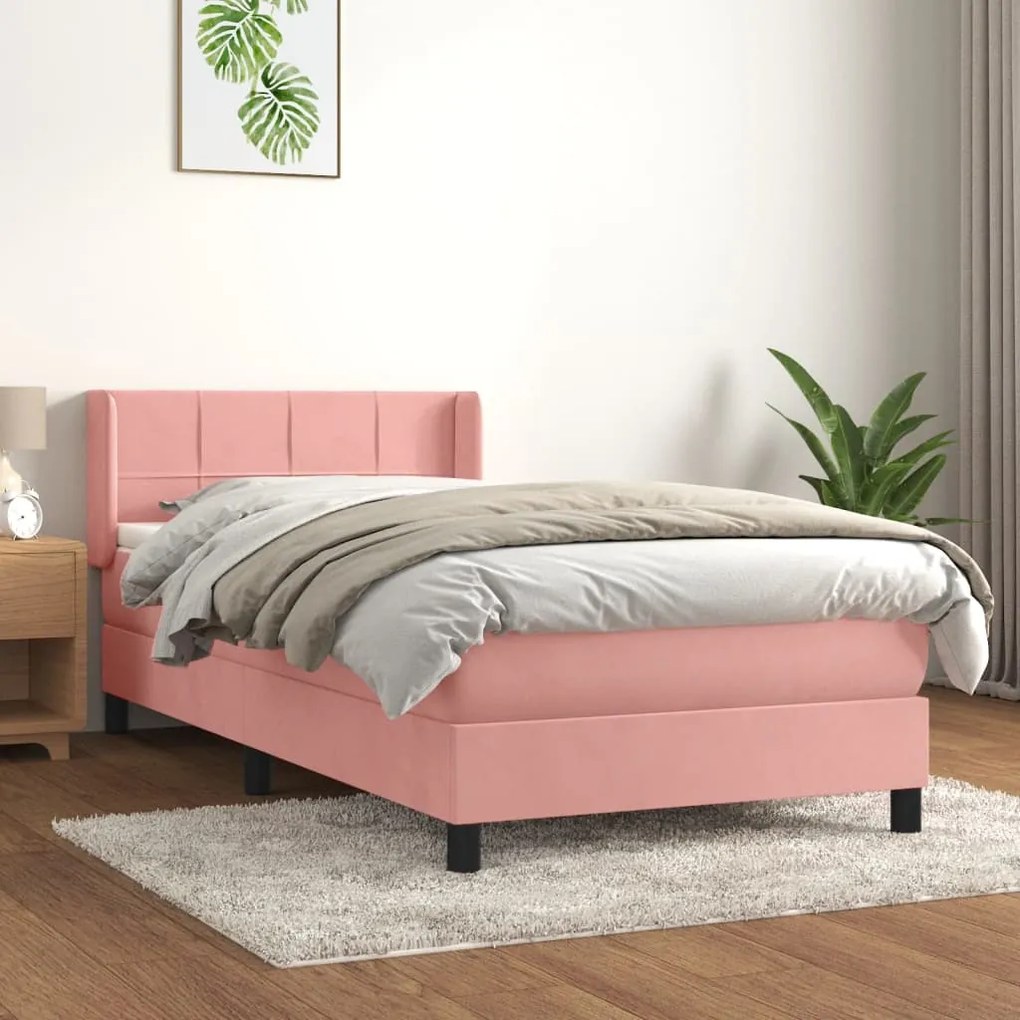 Giroletto A Molle Con Materasso Rosa 100x200 Cm İn Velluto /
