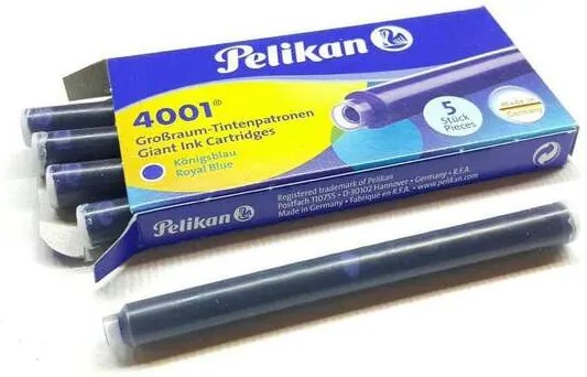 Pelikan 4001 GTP/5 Confezione da 5 Cartucce Lunghe - Inchiostro di Alta Qualità - Compatibile con Penne Stilografiche - Colore Blu Royal