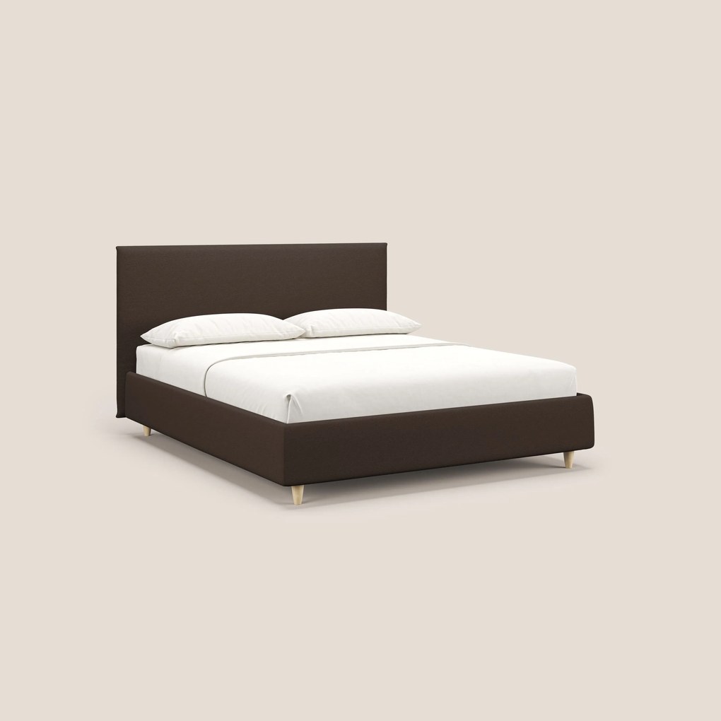 Teresa letto contenitore e sfoderabile in tessuto misto cotone impermeabile T13 marrone
