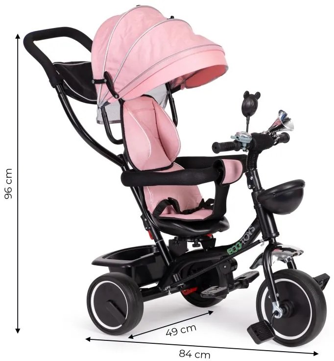 Triciclo, passeggino rosa ECOTOYS