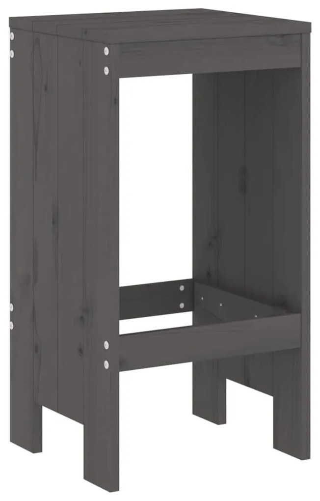 Set bar da giardino 3 pz grigio in legno massello di pino