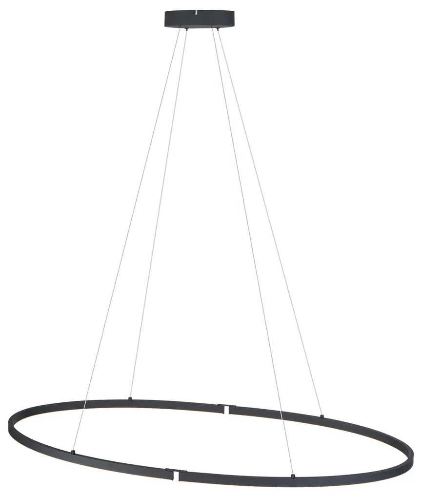 Lampada a sospensione di design nera ovale 120 cm con LED dimmerabile a 3 livelli - Ovallo
